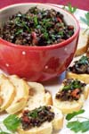 Olive and Sun-Dried Tomato Crostini appetizer Italian recipe