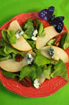Pears, Blue Cheese and Spiced Pecan Salad with Walnut  Dressing recipe