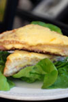 Croque Monsieur French grilled ham and cheese sandwich recipe.