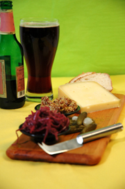Appenzeller cheese tray with Bock beer. Beyond Wonderful Cheese Expert, Mark Todd.