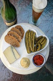 Cheese and Beer Pairing tray recipe: French Morbier Cheese and Saison Farmhouse Ale, by Beyond Wonderful Cheese Expert, Mark "The Cheese Dude" Todd.