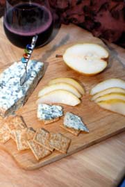 Cheese and wine pairing: Blu Del Moncenisio Cheese and Korbel Rouge sparkling wine.