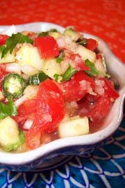 Cachumber Indian salad recipe. Beyond Wonderful International Home Chef, Leela Manilal.