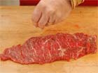 Prepare Mexican Carne Asada meat for frying.