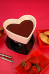 Quick and easy Chocolate Fondue Valentine's Day dessert recipe. Valentine's Day chocolate dessert recipe.
