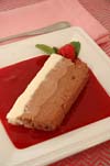 Triple Chocolate Terrine with Raspberry Coulis dessert recipe.