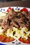 Beef Stroganoff recipe, Russian slow-cooked beef with sour cream and dill.