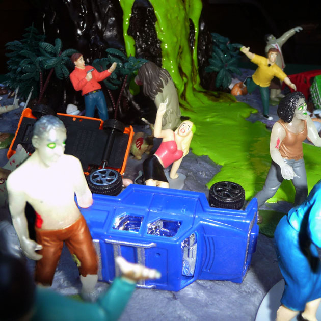 Zombies on the Amazing Erupting Volcano Cake