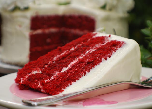 Red velvet cake and cupcakes.