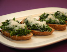 Walnut Bruschetta with Broccoli Rabe appetizer recipe.