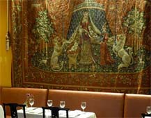 Tapestry in the dining room at O'Reilly's Holy Grail Irish restaurant in San Francisco, CA.