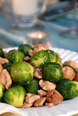 Brussels Sprouts with Chestnuts recipe. Thanksgiving holiday feast dinner recipes.