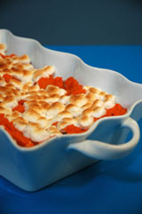 Candied Yams with Marshmallows recipe. Thanksgiving holiday feast dinner recipes.